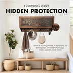 Birds in a Tree Large Gun Concealment Coat Rack - Handcrafted Wooden Gun Cabinets - Gun Shelf Hidden Storage for Rifles, Shotguns, & Handguns - Quick Access Hidden Wall Safe