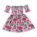 Howdy Turquoise Elastic Girls Western Dress