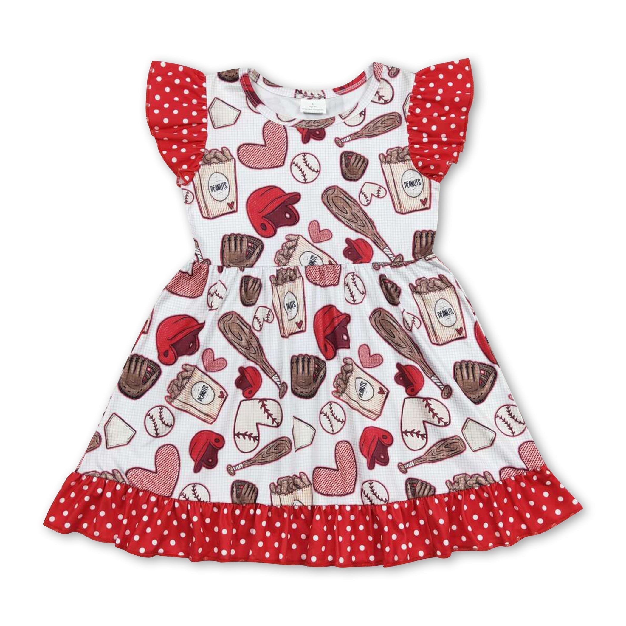 Flutter Sleeves Heart Baseball Girls Dress