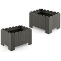 2 Pack Rectangular Planter Box with Drainage Gaps for Front Porch Garden Balcony-Orange