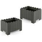 2 Pack Rectangular Planter Box with Drainage Gaps for Front Porch Garden Balcony-Orange