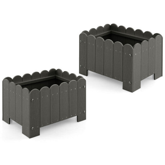 2 Pack Rectangular Planter Box with Drainage Gaps for Front Porch Garden Balcony-Orange