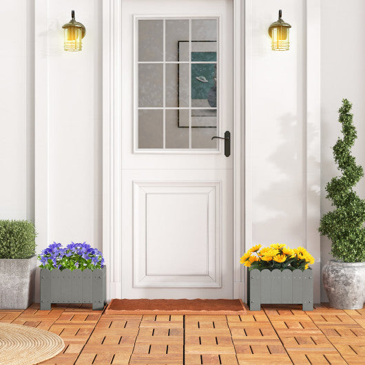 2 Pack Rectangular Planter Box with Drainage Gaps for Front Porch Garden Balcony-Orange