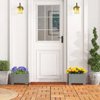 2 Pack Rectangular Planter Box with Drainage Gaps for Front Porch Garden Balcony-Orange