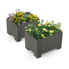 2 Pack Rectangular Planter Box with Drainage Gaps for Front Porch Garden Balcony-Orange