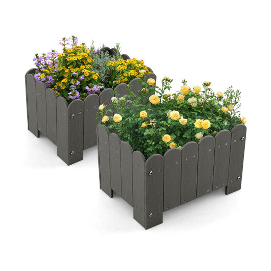 2 Pack Rectangular Planter Box with Drainage Gaps for Front Porch Garden Balcony-Orange