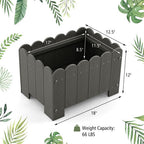 2 Pack Rectangular Planter Box with Drainage Gaps for Front Porch Garden Balcony-Orange