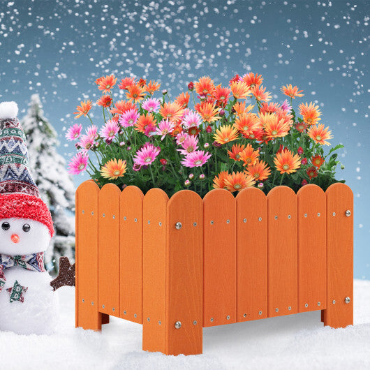 2 Pack Rectangular Planter Box with Drainage Gaps for Front Porch Garden Balcony-Orange