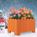 2 Pack Rectangular Planter Box with Drainage Gaps for Front Porch Garden Balcony-Orange