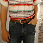 HOOey Gambler Filigree (Brown/Black) - Mens Leather Belt