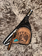 Leather Tooled Sling Bags