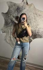 Faux leather tank