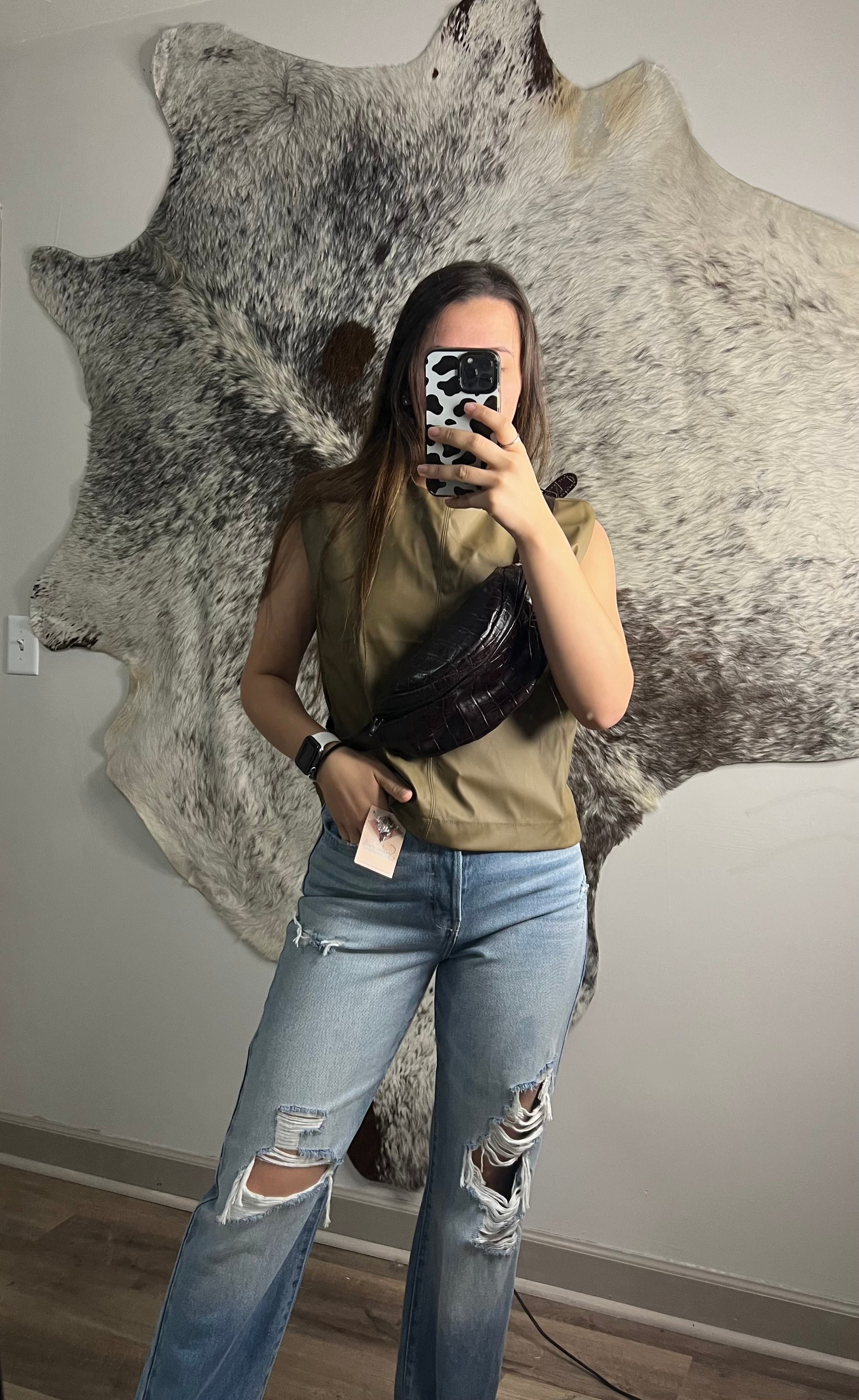 Faux leather tank
