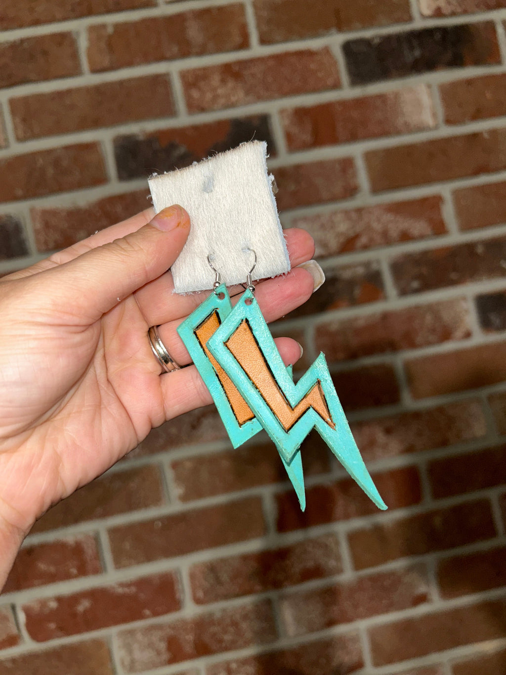 Leather Lightning Bolt Earrings