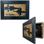 Rather Be Fishing Hidden Gun Safe - Handcrafted Gun Concealment Decor - Hidden Gun Shelf with Magnetic Lock for Quick Access - Hidden Wall Safe for Secure Storage - Made in USA