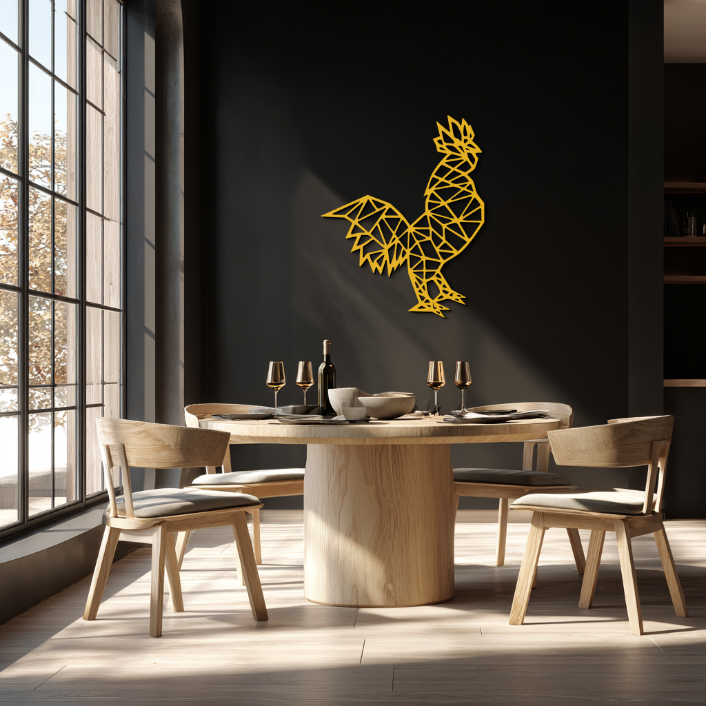 Geometric Rooster Metal Wall Art - Modern Farmhouse Decor - KAF149