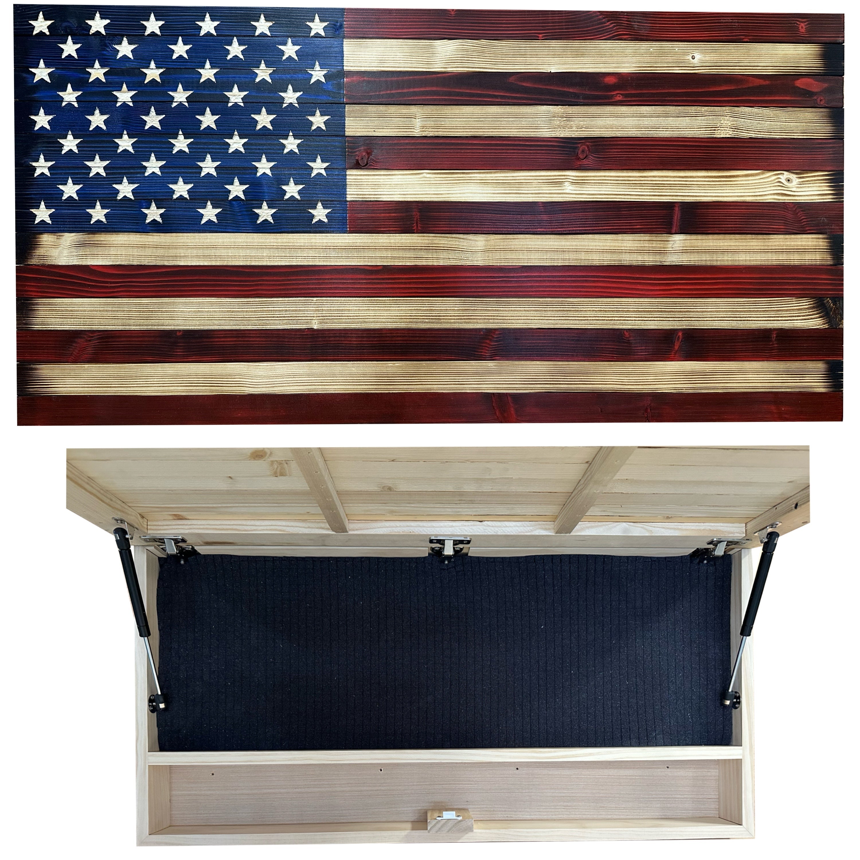 Large Red and Blue American Flag Hidden Gun Storage Cabinet