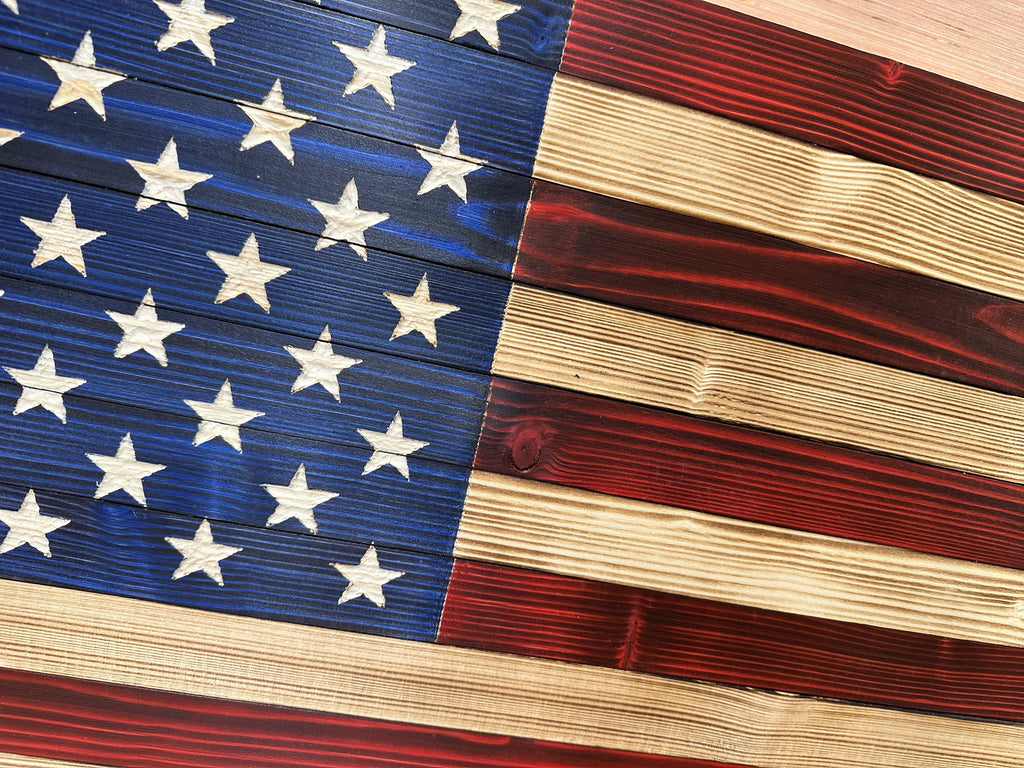 Large Red and Blue American Flag Hidden Gun Storage Cabinet