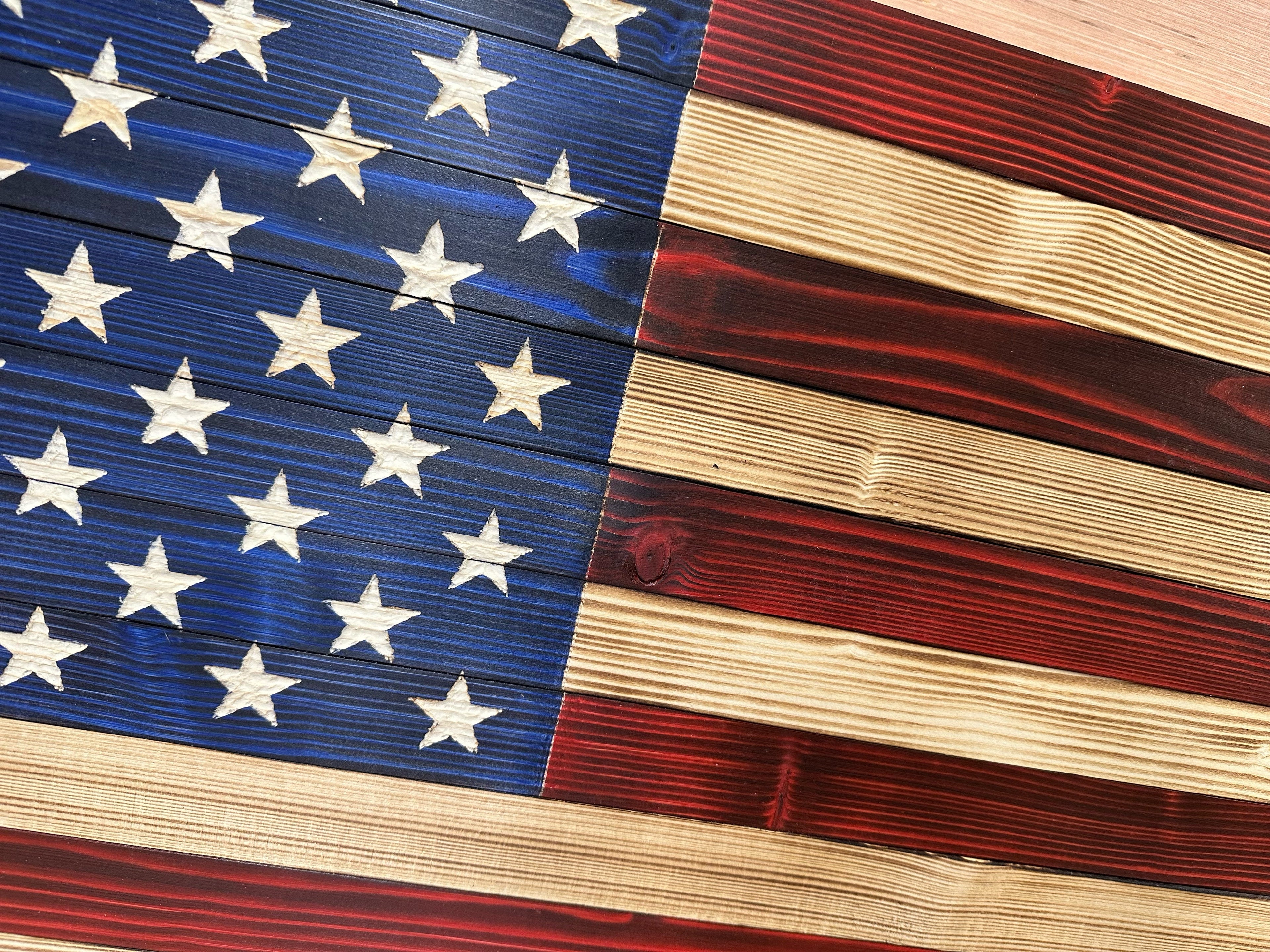 Large Red and Blue American Flag Hidden Gun Storage Cabinet