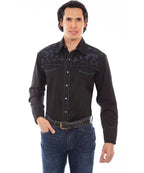 Scully Midnight Bloom - Embroidered Men's Western Shirt