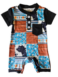 Western Patchwork Romper