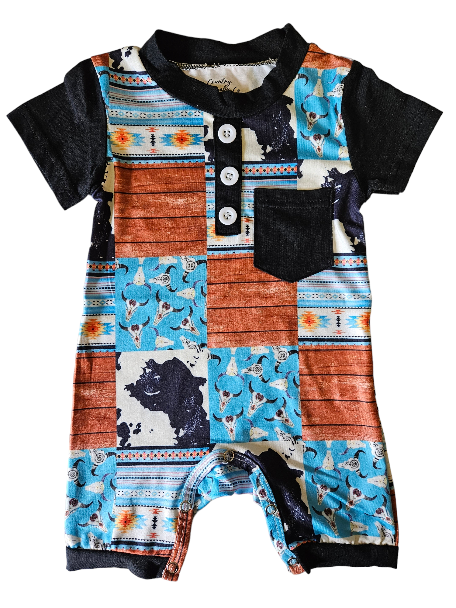 Western Patchwork Romper