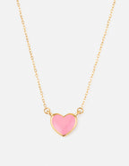 Pink Enamel Heart Necklace