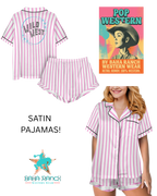 Baha Ranch Retro Pop Western Wild West Pink Pin Stripe Satin Pajamas
