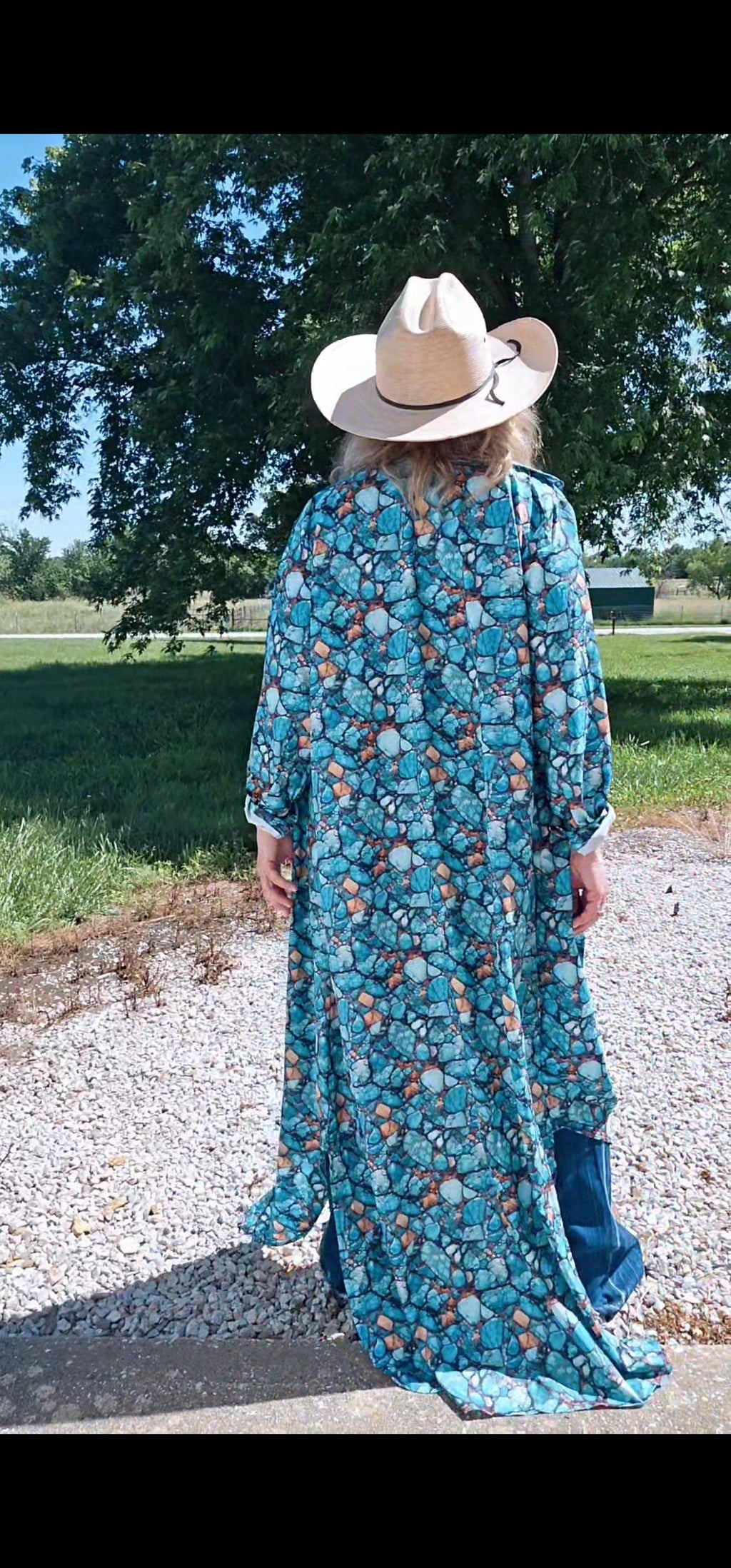Baha Ranch All Turquoise Long Duster Dress
