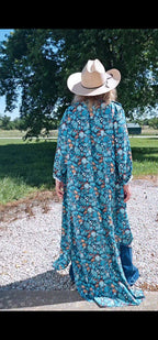 Baha Ranch All Turquoise Long Duster Dress