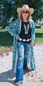 Baha Ranch All Turquoise Long Duster Dress