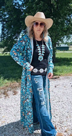 Baha Ranch All Turquoise Long Duster Dress