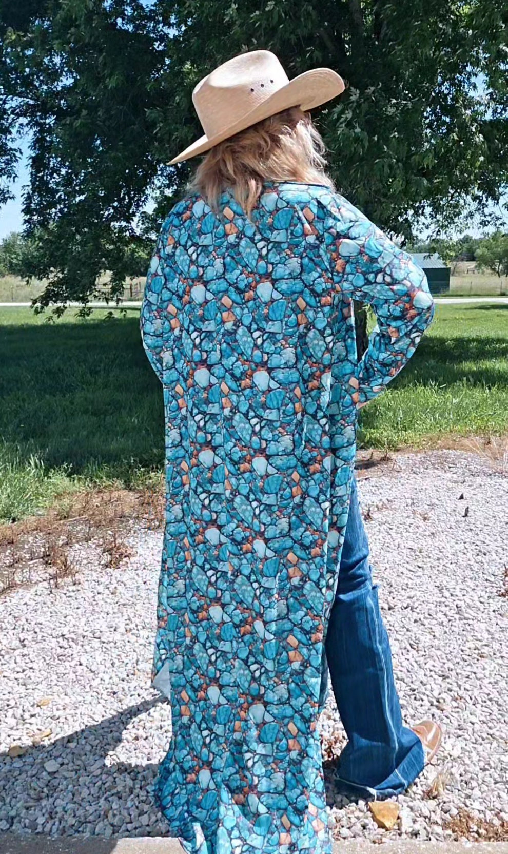 Baha Ranch All Turquoise Long Duster Dress