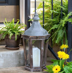 Park Hill | Wood & Galvanized Metal Lantern, Medium