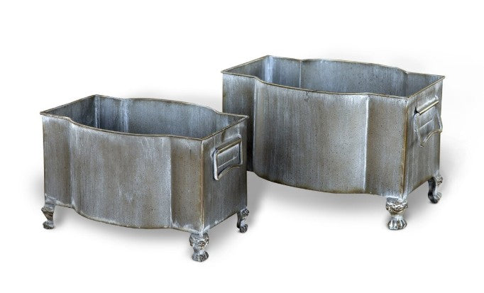 Park Hill | Handsome Footed Metal Planter, Set of 2
