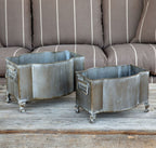Park Hill | Handsome Footed Metal Planter, Set of 2