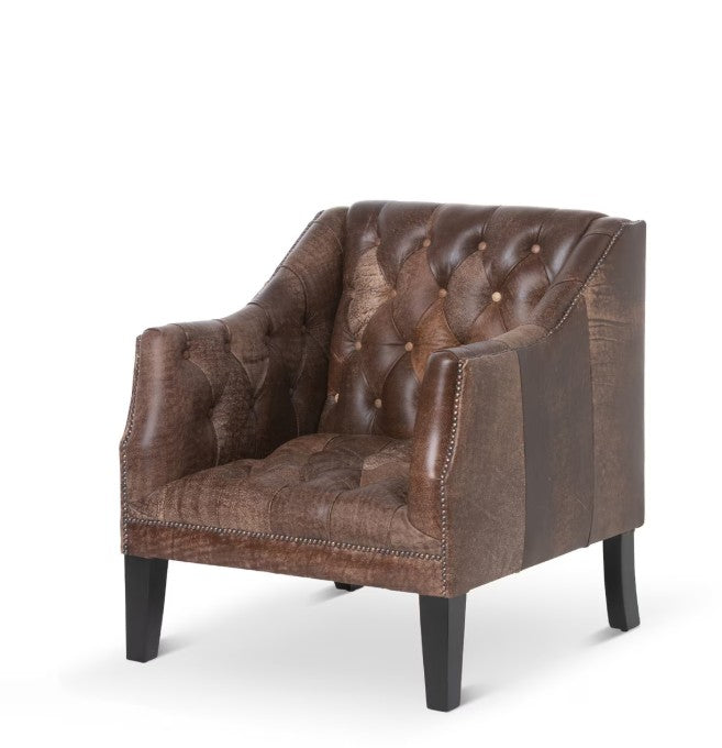 Park Hill | Brent Tufted Leather Club Chair, Vintage Umber