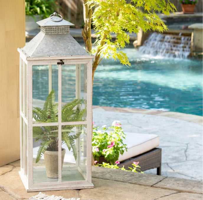 Park Hill | Coastal Whitewash Lantern – Large