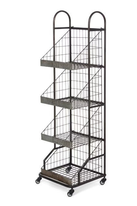 Park Hill | Grocer’s Metal Bread Rack – Vintage Market Display Shelf