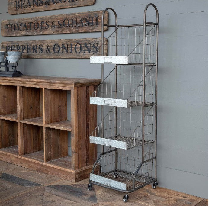 Park Hill | Grocer’s Metal Bread Rack – Vintage Market Display Shelf