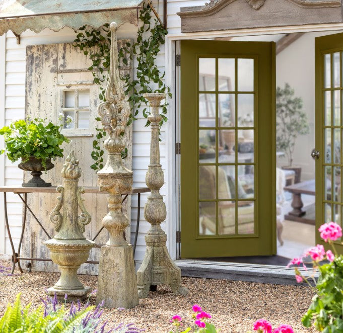 Park Hill | Courtyard Garden Torch Statue – Antiqued Classical Garden Sculpture