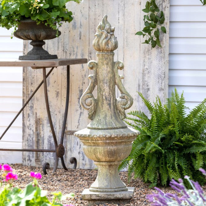 Park Hill | Courtyard Garden Torch Statue – Antiqued Classical Garden Sculpture