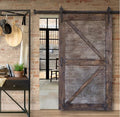 Park Hill | Sliding Barn Door with Rail Hardware – Aged Wood & Corrugated Metal