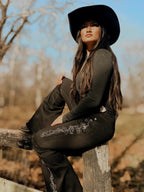 GJG Denim Midnight Rodeo Rhinestone Bell Bottom