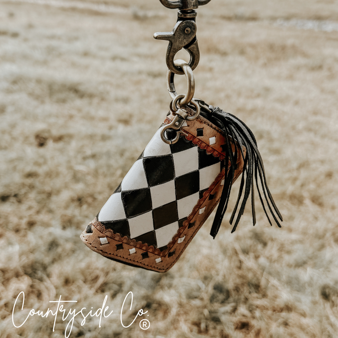 The Sidekick Checkered Mini Wallet Keychain