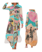 Baha Ranch Retro Pop Western Button Up Shirt Dress Duster