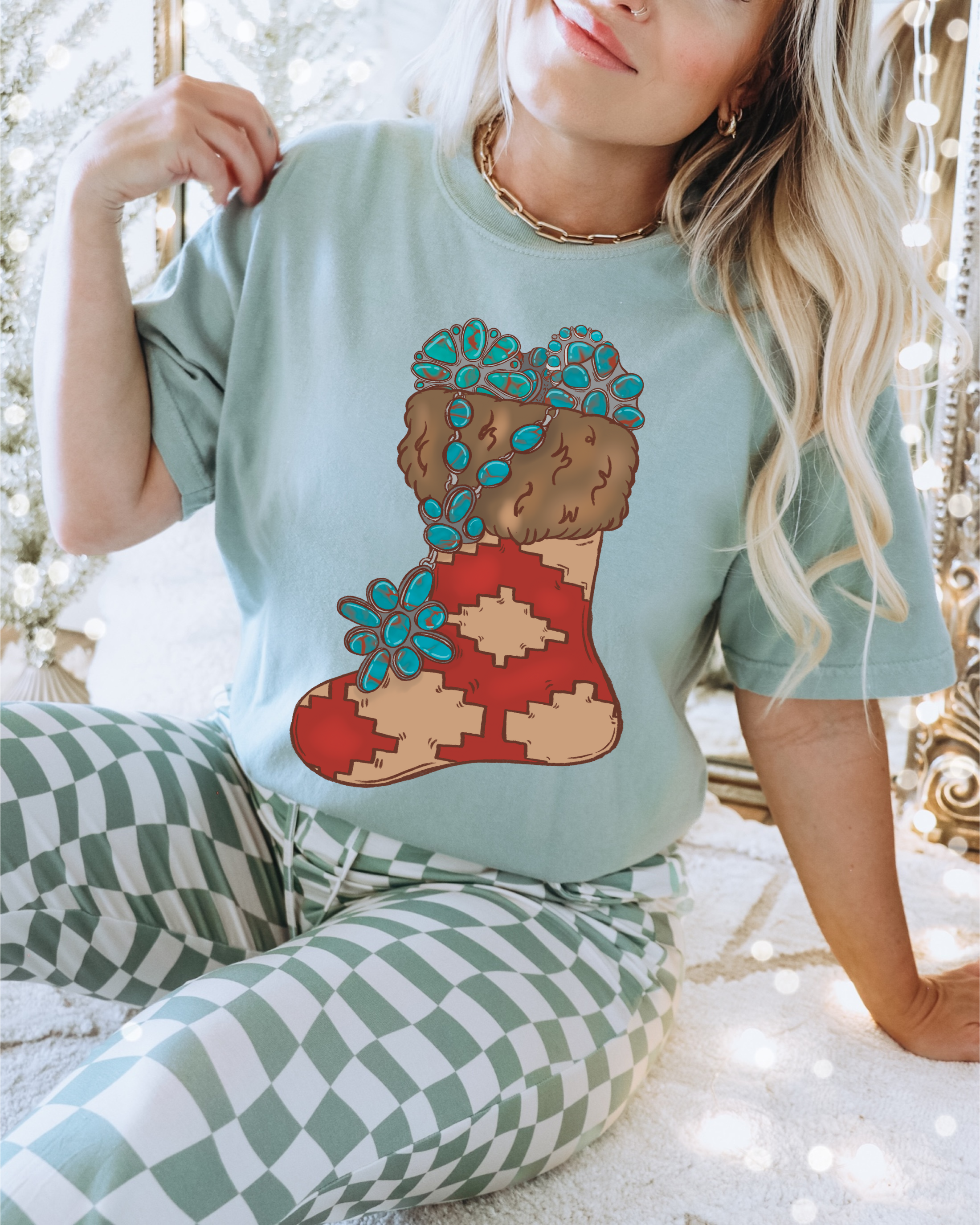 Turquoise stocking tee