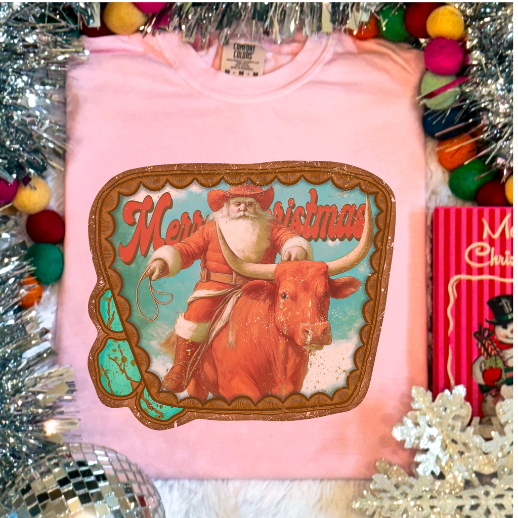 Vintage Turquoise Santa tee