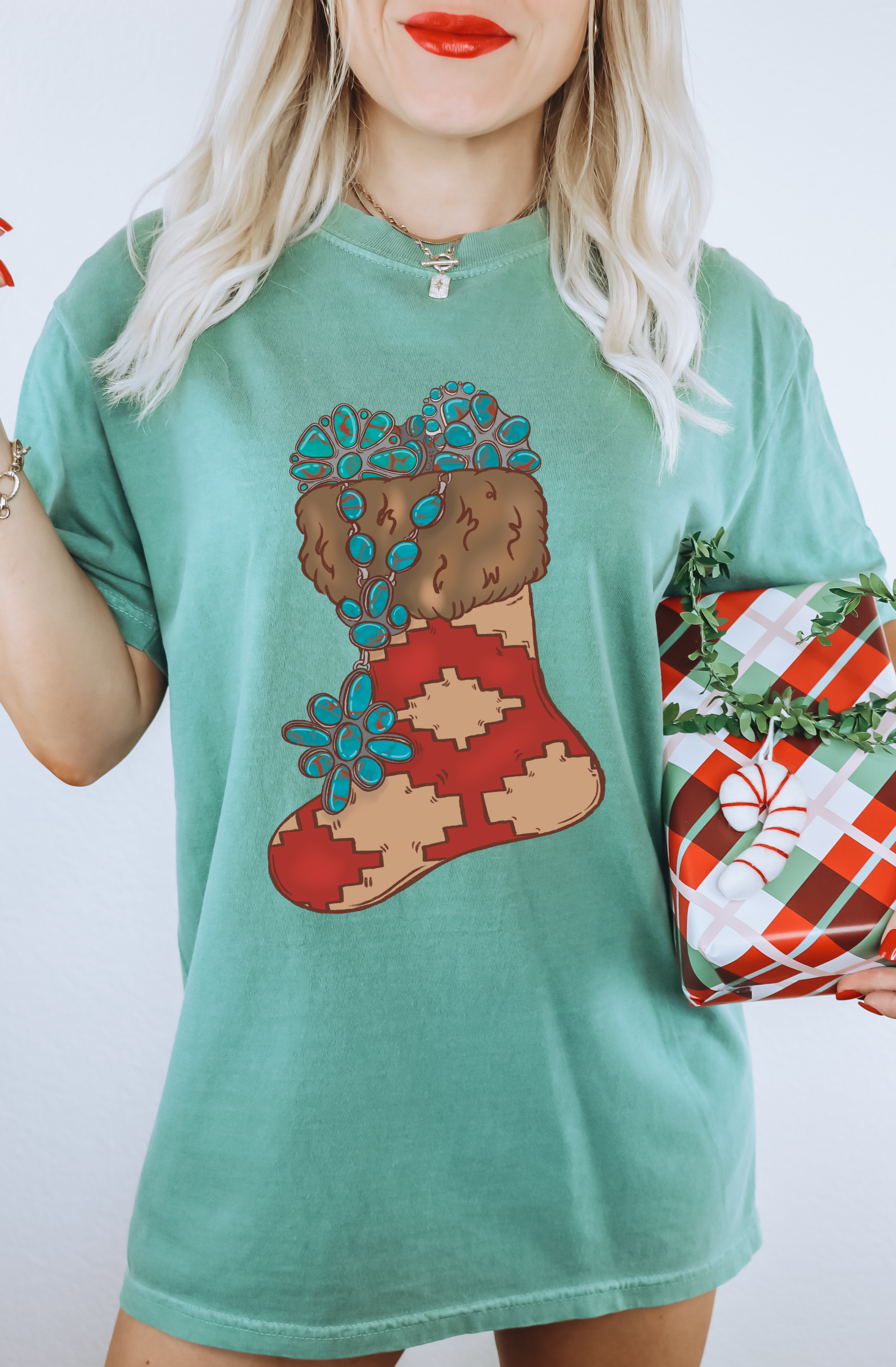 Turquoise stocking tee