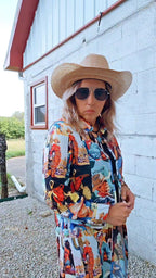 Baha Ranch Cowboy Collage Western Shirt Dress Duster